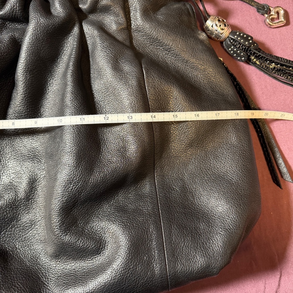 Brighton Garbo Leather Black/Dark Gray Hobo Shoulder Purse Bag - Picture 3 of 8